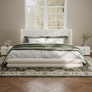 Christopher Knight Home Brock Upholstered Bed  With Boucle Thick Wingback Headboard - 1 of 4