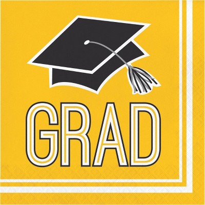 Photo 1 of 108ct Graduation School Spirit Napkins Yellow