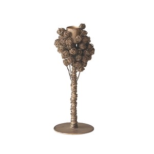 Storied Home Tall Metal Taper Holder with Wire Clusters, Antique Brass Finish - 1 of 1