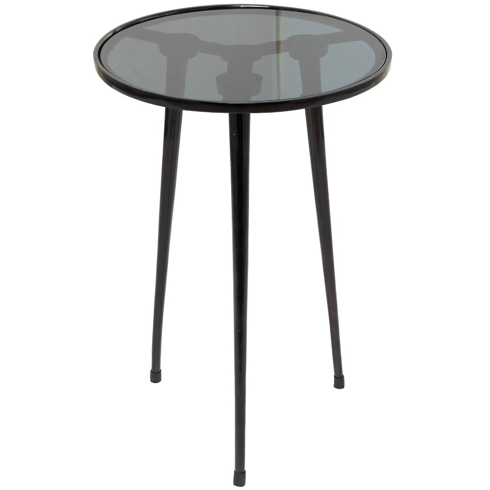 Photos - Dining Table Contemporary Metal and Glass Accent Table with Tripod Base Black - Olivia