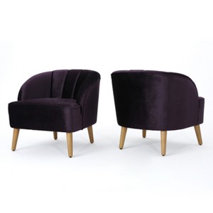 Set of 2 Amaia Modern New Velvet Club Chair Blackberry - Christopher Knight Home