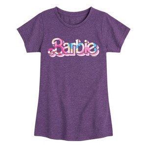 Girls' - Barbie - Pattern Colorful Fitted Short Sleeve Graphic T-Shirt - 1 of 4