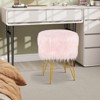 Costway Faux Fur Vanity Chair Makeup Stool Furry Padded Seat Round Ottoman Pink/White - 4 of 4
