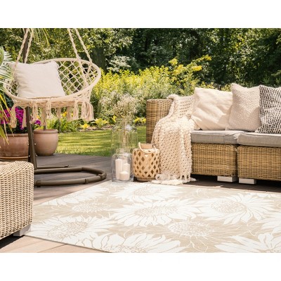 Sunflower Field & Sand Rectangular Indoor/Outdoor Rug