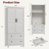 Armoire Wardrobe Closet with 2 Drawers,72" Wooden Wardrobe Cabinet with Hanging Rod, Doors and 18 Adjustable Shelves for Bedroom - 2 of 4
