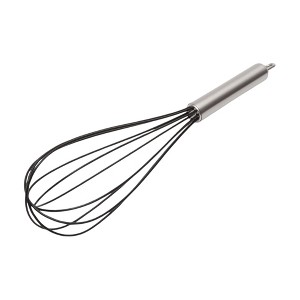 Unique Bargains 12" Black Wire Whisk Stainless Steel Silicone Black Silver Tone - 1 of 4