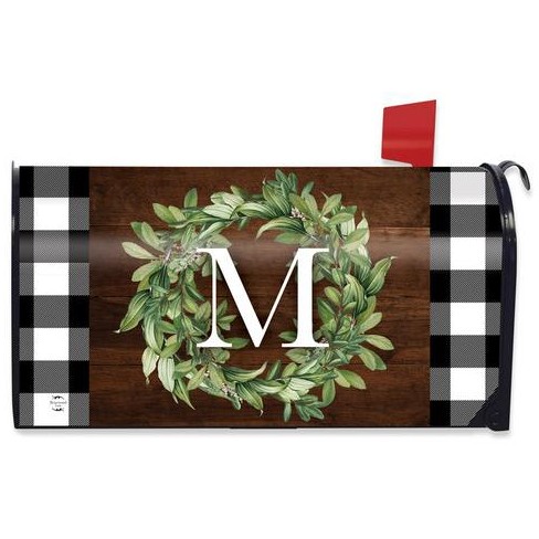 Wreath Monogram Letter M Mailbox Cover Everyday Standard Briarwood Lane - image 1 of 2