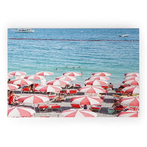 Henrike Schenk - Travel Photography The Red Beach Umbrellas Amalfi Welcome Mat -Society6 - image 1 of 3