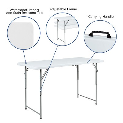 Adjustable Granite White Bi-Fold Portable Craft Table