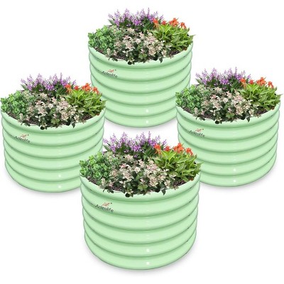 JUJABU 4-Pack Kids Raised Garden Beds – 24"x24"x18" Round Galvanized Planters for Veggies & Flowers