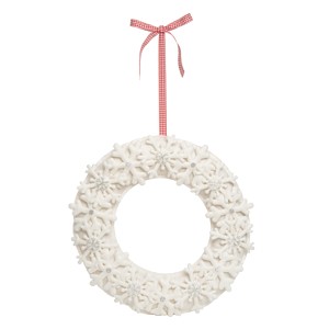 Transpac 12.99 in White Christmas Layered Snowflake Wreath Polyester Holiday Decor - 1 of 4