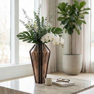 Sagebrook Home Sculptural Fluted Metal Flower Vase for Room Decor