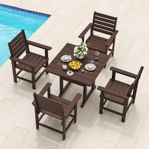 Arceso Outdoor Dining Set with Umbrella Hole, HDPS Patio Furniture - 1 of 4