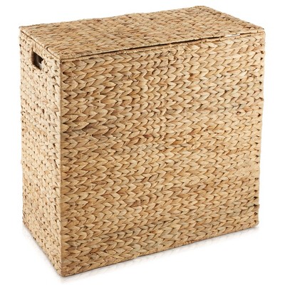 Natural Wicker Upright Hamper with Lid, 24" Tall