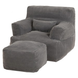 Itopfox Comfy Giant Bean Bag Chair with Ottoman, Oversized Armchair for Adults and Teens, Dark Grey - 1 of 4