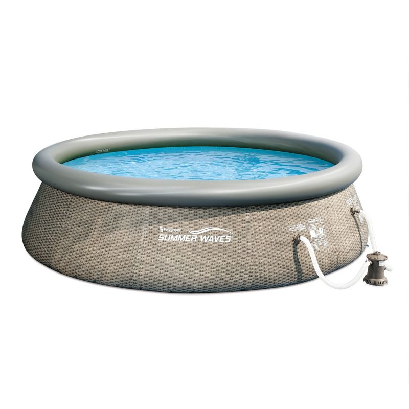 Summer Waves P10012362 Quick Set 12ft x 36in Outdoor Round Ring Inflatable Above Ground Swimming Pool with Filter Pump & Filter Cartridge, 1 of 6