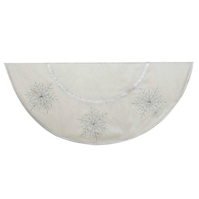 Kurt Adler 54" Ivory Tree skirt with Crystal Lace Snowflakes