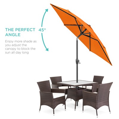 7.5ft Orange Hexagon Market Patio Umbrella with Black Metal Pole
