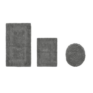 Lux Premium 100% Cotton  Ultra-Soft Tufted Solid Reversible 3 Piece Bath Rug Set, Water-Absorbent, Durable, Machine Washable Bathroom Rug - 1 of 4
