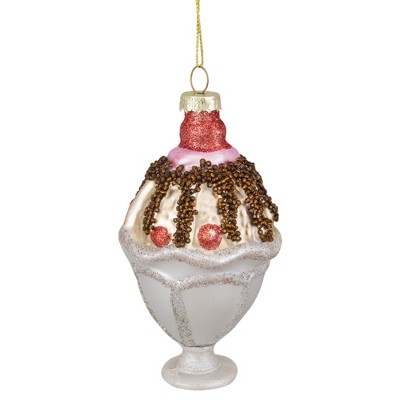 Northlight 4.5" Chocolate Ice Cream Sundae Glass Christmas Ornament