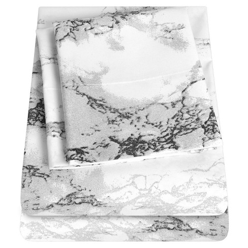 Marble 4 Piece Printed Sheet Set, Double Brushed Microfiber by Sweet Home Collection® - image 1 of 4