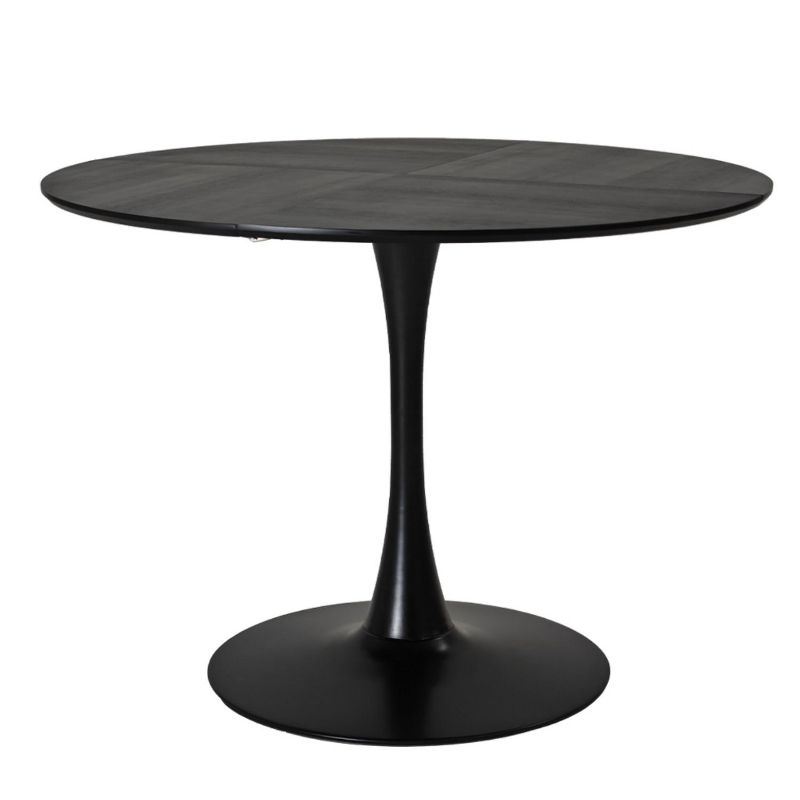 42.13" Modern Round Dining Table with Criss Cross Leg,Four Patchwork Tabletops with  Solid Wood Veneer Table Top,Metal Base Dining Table-Maison Boucle, 4 of 8