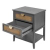 Archie Ash Wood Veneer 2 Drawer and Pine Legs Nightstand With Storage - The Pop Home - 4 of 4