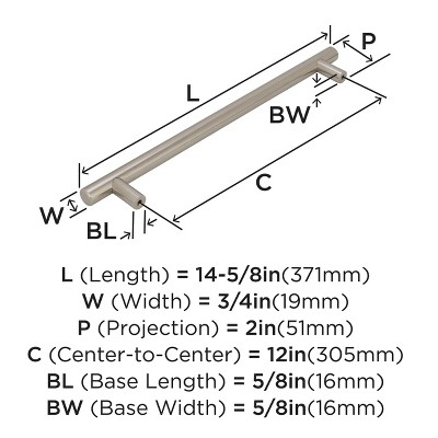Polished Nickel 14.63" Modern Bar Pull with Mounting Hardware