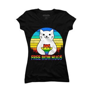 Adult Design By Humans Free Mom Cat Hugs Pride Sunrise By Avocato T-Shirt - 1 of 2