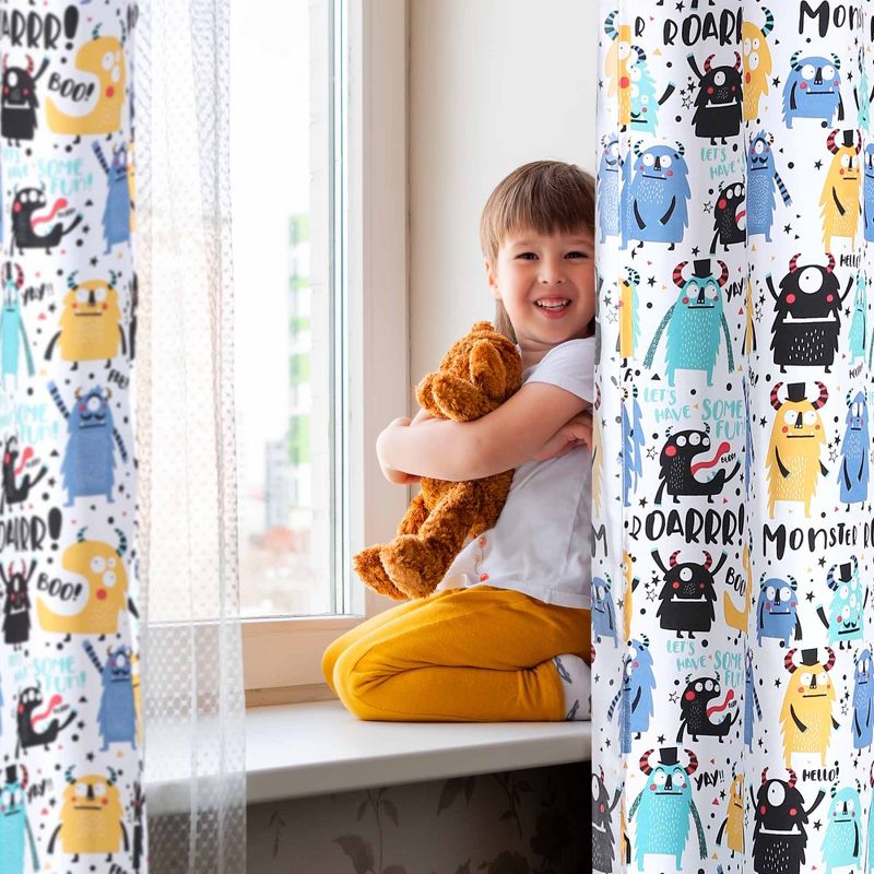 PiccoCasa Kid's Window Cartoon Pattern Polyester Fabric Bedroom Curtain Panels 2 Pcs, 3 of 5