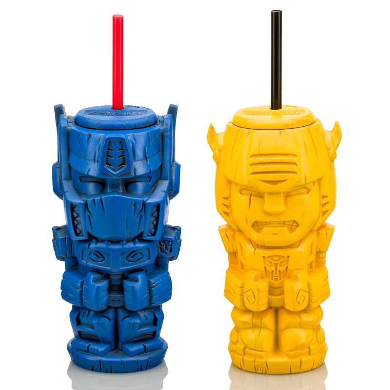 Beeline Creative Geeki Tikis Transformers Plastic Tumbler Set of 2 | Bumblebee & Optimus Prime, 1 of 2