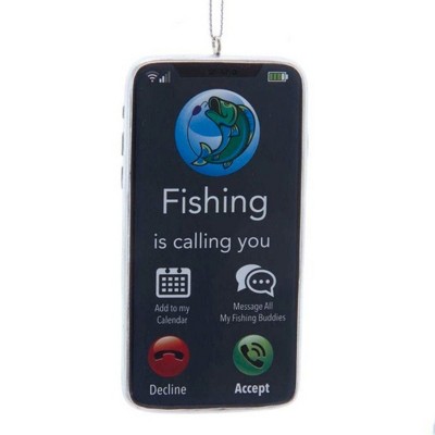 Holiday Ornament 4.25" Fishing Phone Ornament Decline Accept  -  Tree Ornaments