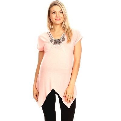 Maternity Myla Embellished Tunic Top - White Mark
