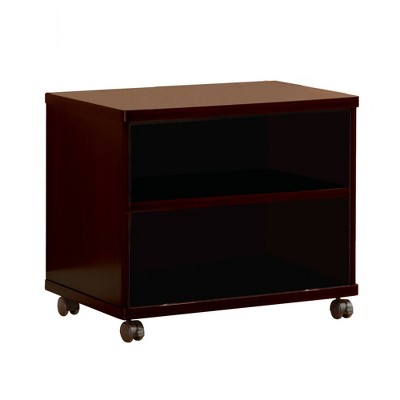 Traditional Style Wooden Media Cart with 2 Open Shelves and Casters TV Stand for TVs up to 22" Brown - Benzara