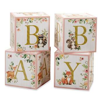 Kate Aspen Woodland Baby Block Box Decoration (Set of 4)