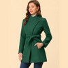 INSPIRE CHIC Women's Classic Stand Collar Long Sleeve Winter Belted Long Coat - 3 of 4