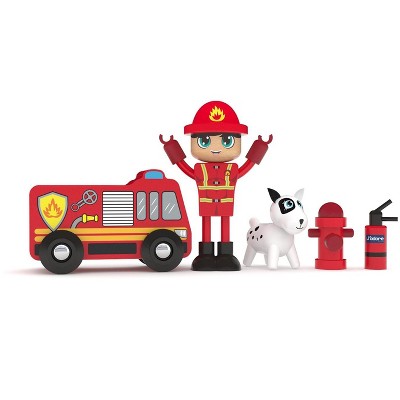 J'adore J'adore Firefighter Zac Natural Wooden Toy Playset