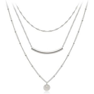 HTUTWOO Dainty Layered Tube Choker Necklaces Stackable, Adjustable Layering Chain Twisted Chain Necklace With Glossy Sequin Accent For Women - 1 of 4