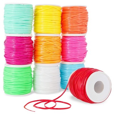 Juvale 10-Pack Plastic Lacing String Cord for Diy Craft Jewelry, 10 Colors, 2.5 X 1Mm, 50 yards Length