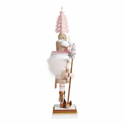 17.5-Inch Pink and Gold Ballet Nutcracker with Glitter Detail