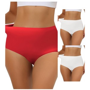 Allegra K Women's Elastic High-Waisted Unlined Breathable No-Show Hipster Underwear 3 Packs - 1 of 4