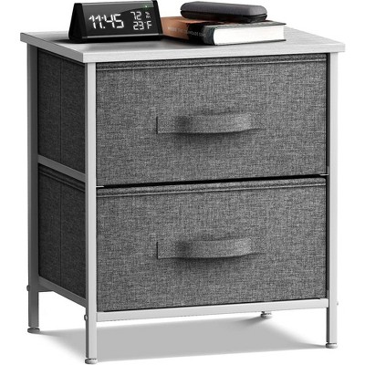 Sorbus Nightstand with 2 Drawers - Steel Frame, Wood Top & Easy Pull Fabric Bins - Great for Home, Bedroom, Office & College Dorm