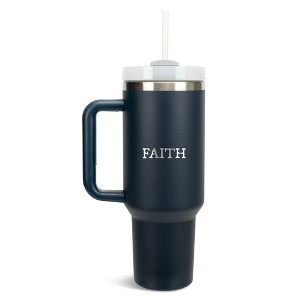 100 North Faith In Him Blessed Wrap-Around 40 Oz. Stainless Steel Water Bottle Coffee Mug, Spill & Leak Resistant, Travel Tumbler with Handle, Lid & - 1 of 4