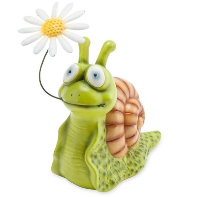 Wind & Weather Snail with Flower Garden Sculpture