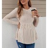 Coolmee Womens Maternity Tops Long Sleeve Pregnancy Tunic Blouses Crew Neck Ribbed Shirts Pregnant Clothes - 3 of 4