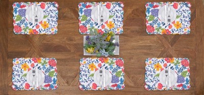 Anaya Bright Floral Cotton Quilted Reversible Placemats Set of 6