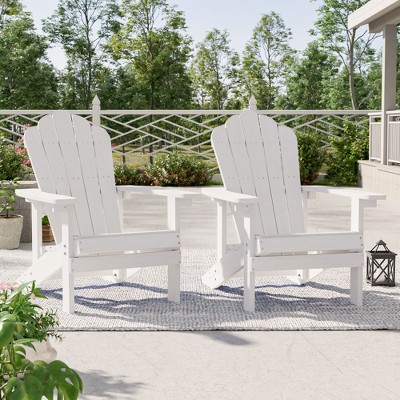 Sonkuki 2-Pack Faux Wood Adirondack Chair with High Back and Wide Seat