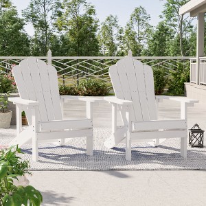 Sonkuki 2PCS Outdoor Faux Wood Adirondack Chairs, Patio Accent Chairs with High Back and Wide Seat for Garden, Backyard - 1 of 4