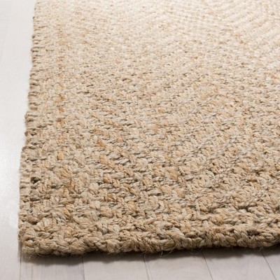 Hand-Knotted Off-White Jute Round Area Rug, 3' x 5'