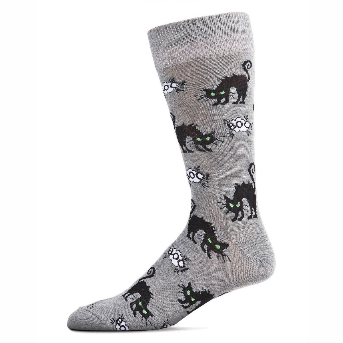 Memoi Men's Scary Halloween Black Cat Novelty Crew Sock